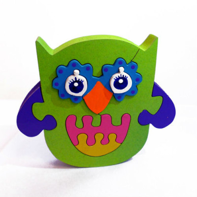 Wooden Green Owl Puzzle