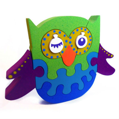 Wooden Green Blue Owl Puzzle