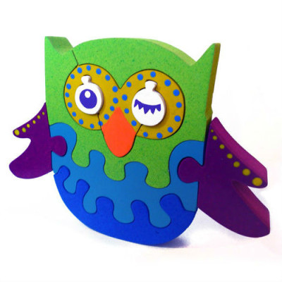 Wooden Green Blue Owl Puzzle