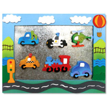Wooden Vehicle Magnet Frame With Magnet Puzzles